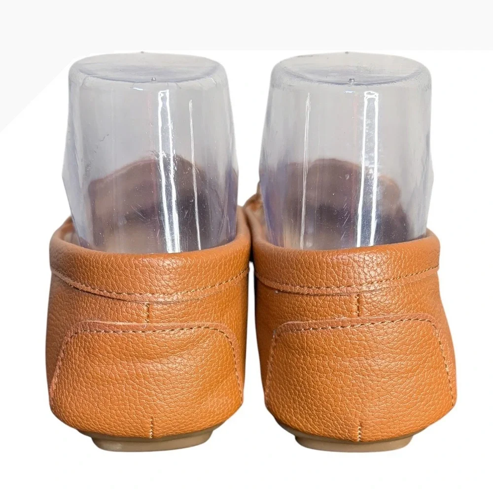 NWOB Calvin Klein Cognac Tan Kclayne L Loafers‎ Gold Buckle Women's Size 6.5M